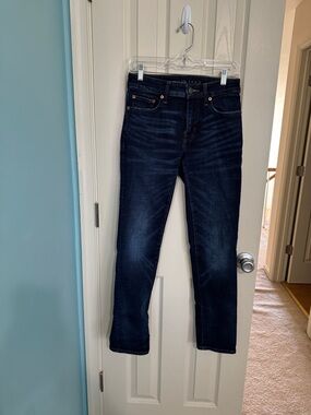 American Eagle Outfitters Dark Indigo Jeans with Contrast Stitching